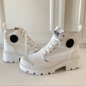 Palladium Twill White combat Boots
